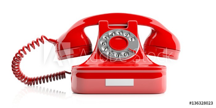 Picture of Red old telephone on white background 3d illustration